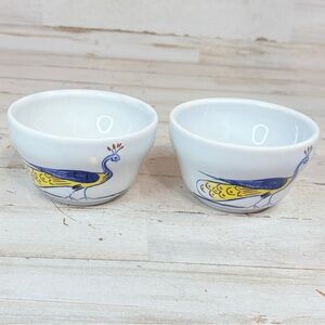 2 Williamsburg Chowning’s Tavern Bouillon Bowls Peacock HLC Restaurant Ware USA